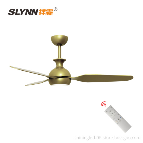 Modern Wood Color Ceiling Fan with Remote - 110v/220v Low Voltage OEM Option